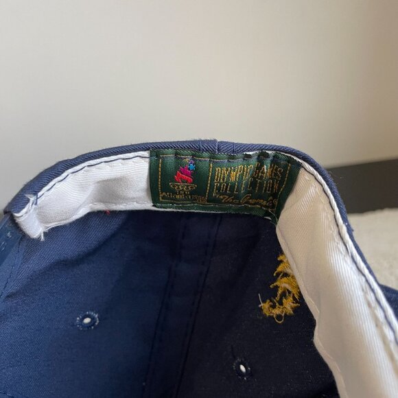 90s Vintage Atlanta Olympics Snapback Hat OSFA Dead Stock Embroidered Navy Blue - Picture 8 of 9